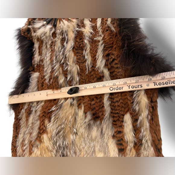 Cedrics Real Fur Feather Vest Brown Medium - Picture 8 of 11